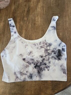 Nordstrom Harmony & Balance White and Black Tie-Dye Crop Tank